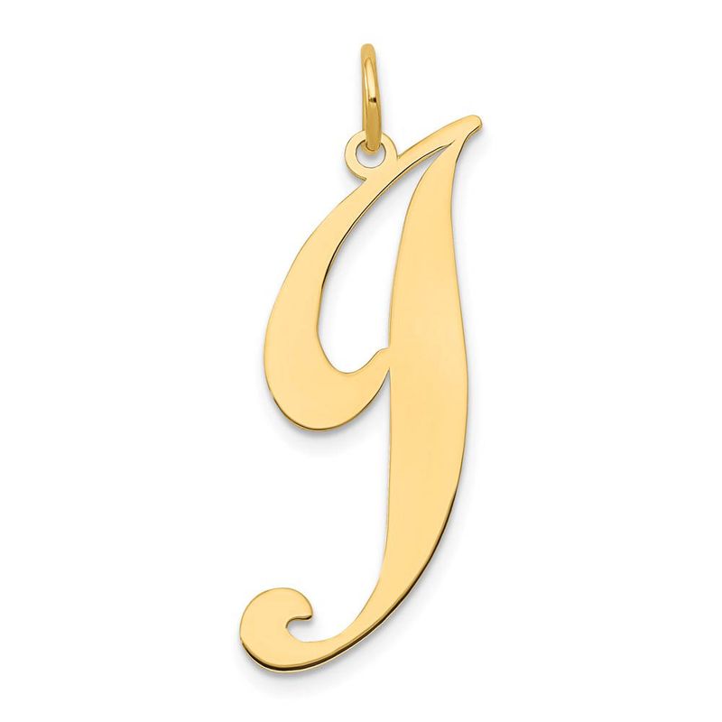 14k Yellow Gold, Ella Collection, Lg Fancy Script Initial J Pendant